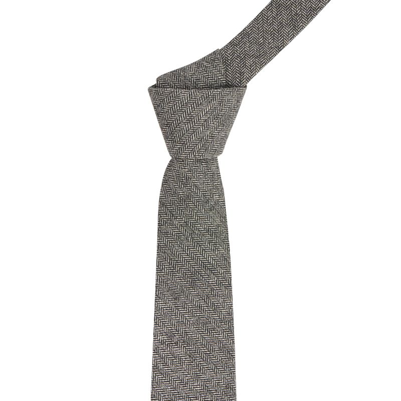 King & Priory Black Herringbone Tie