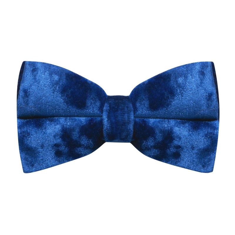 king & priory Blue Crushed Velvet Bow Tie