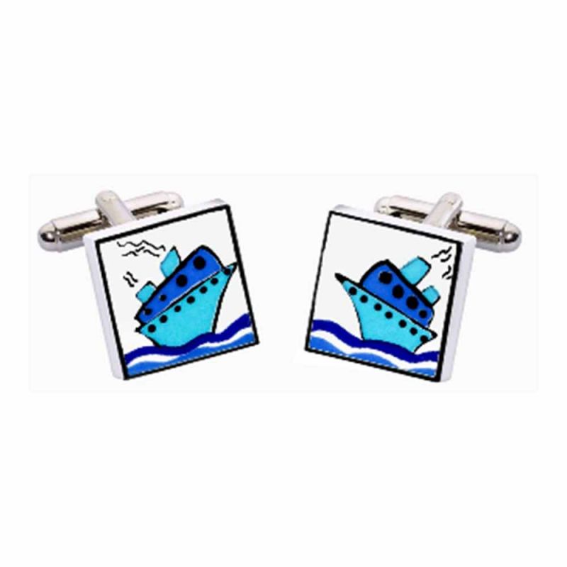 king & priory Blue Ship Cufflinks by Sonia Spencer