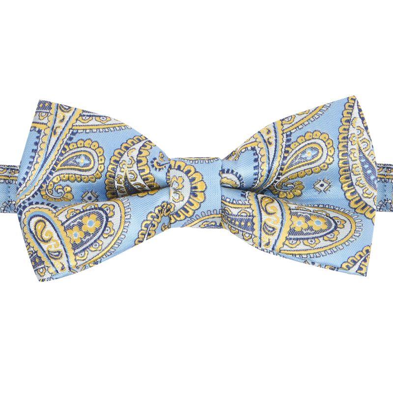 King & Priory Blue With Gold Paisley Bow Tie