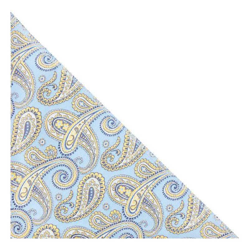 King & Priory Blue With Gold Paisley Pocket Square
