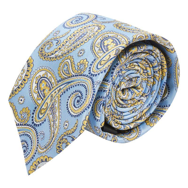 King & Priory Blue With Gold Paisley Tie