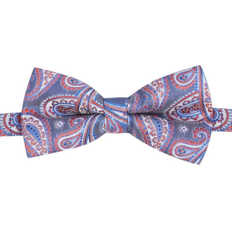 King & Priory Blue With Red Paisley Bow Tie