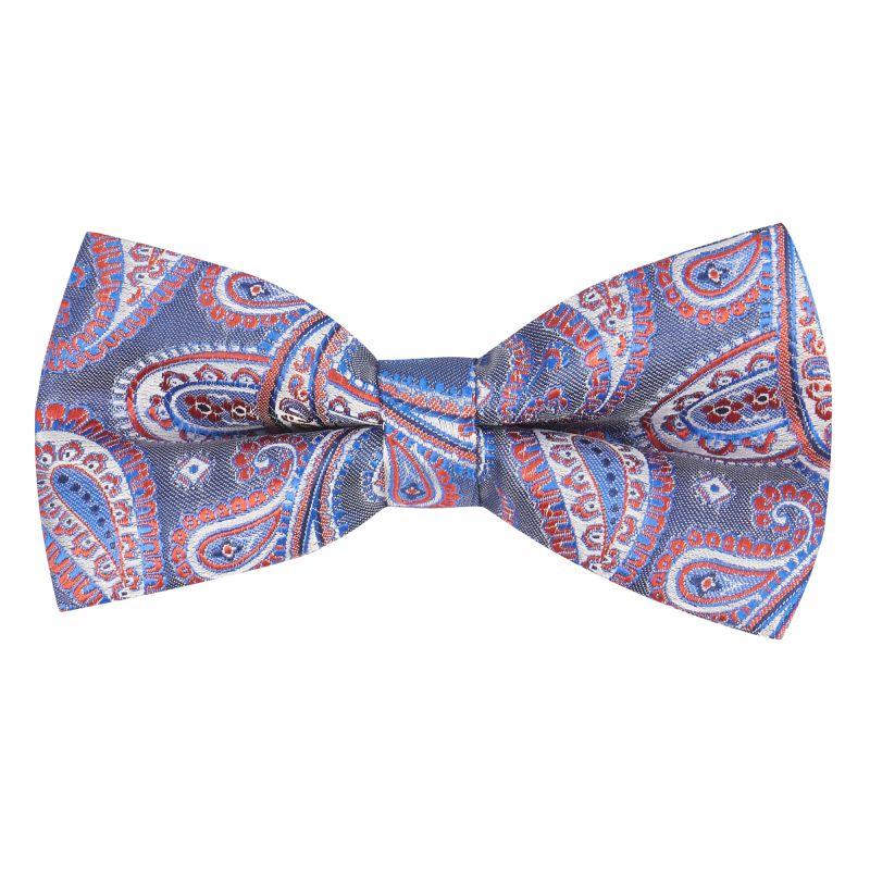 king & priory Blue with Red Paisley Bow Tie