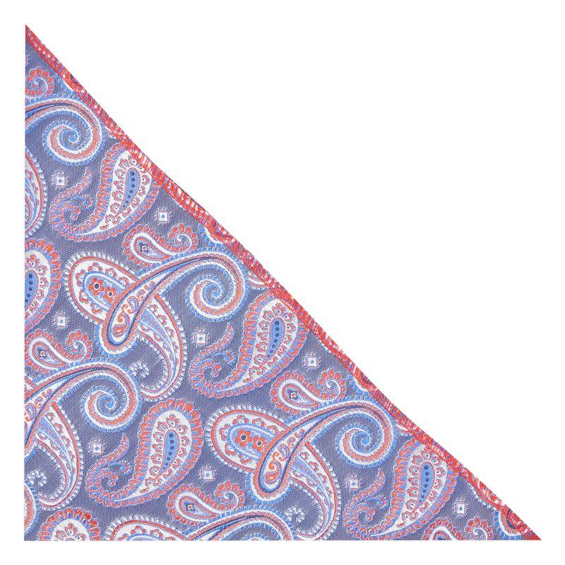 king & priory Blue with Red Paisley Pocket Square