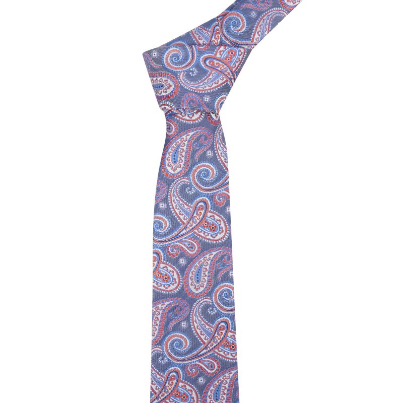 King & Priory Blue With Red Paisley Tie