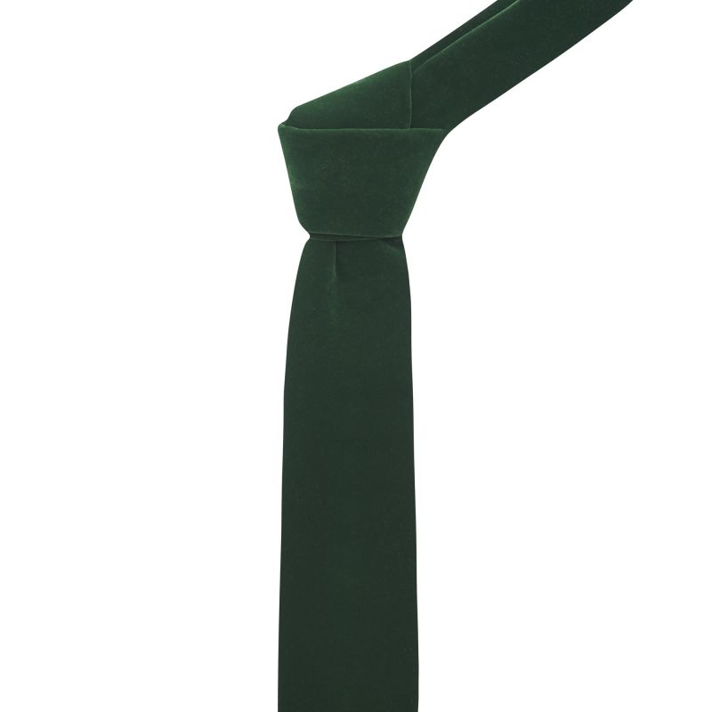 King & Priory Boys Dark Green Velvet Tie