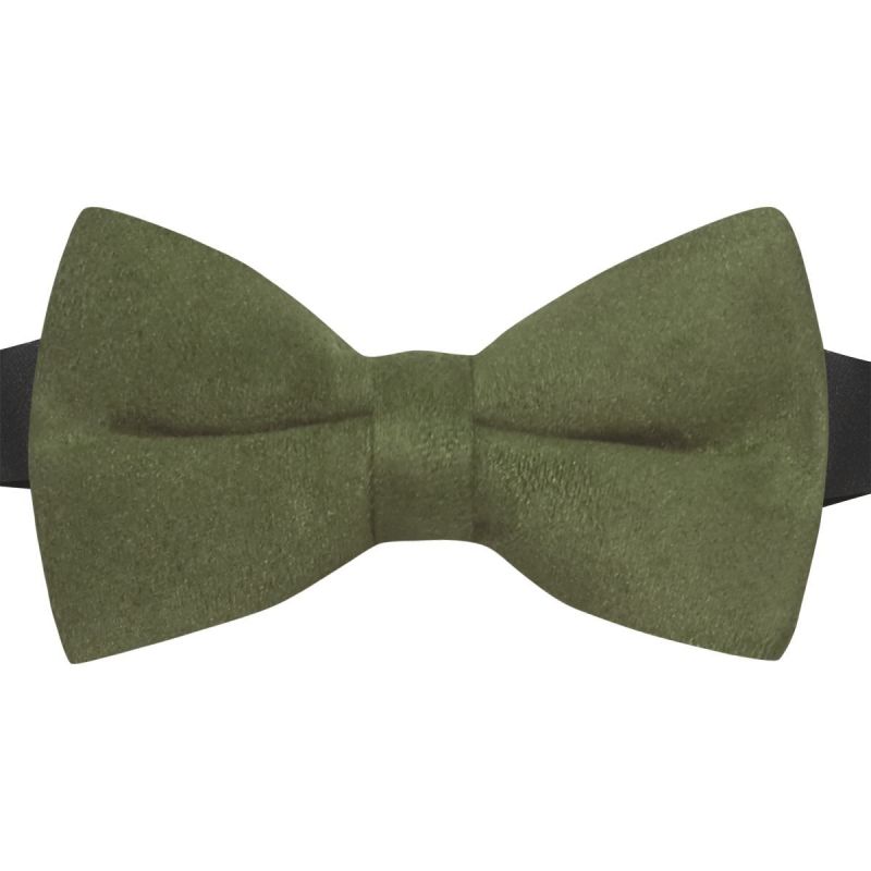 King & Priory Boys Dark Olive Green Suede Bow Tie