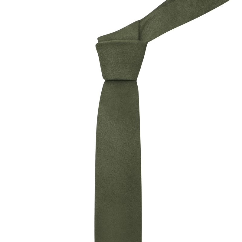 King & Priory Boys Dark Olive Green Suede Tie