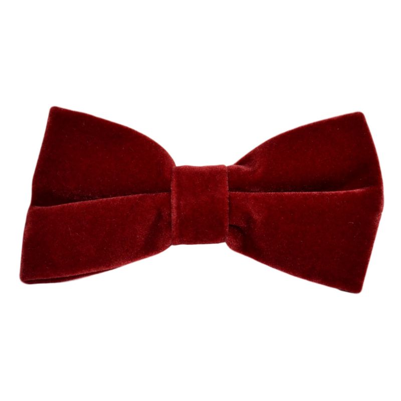 king & priory Boys Dark Red Velvet Bow Tie