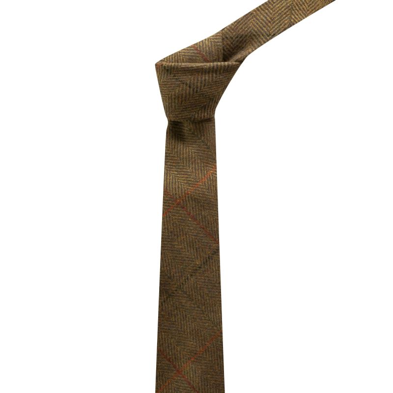 King & Priory Boys Dijon Brown Herringbone Check Tie