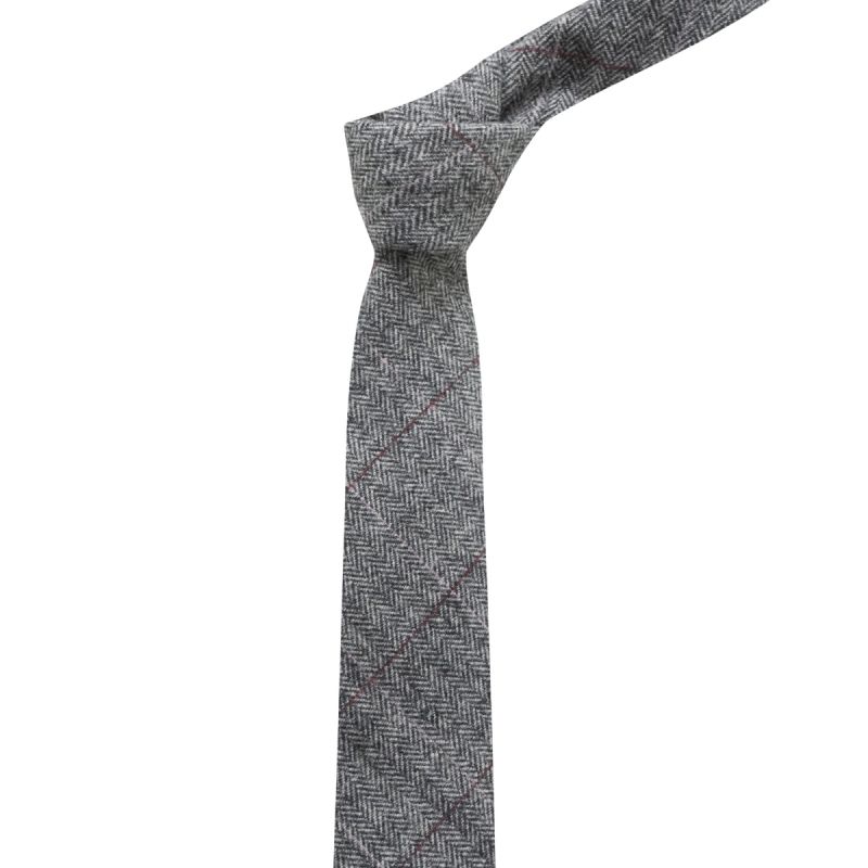 king & priory Boys Herringbone Pewter Grey Tie