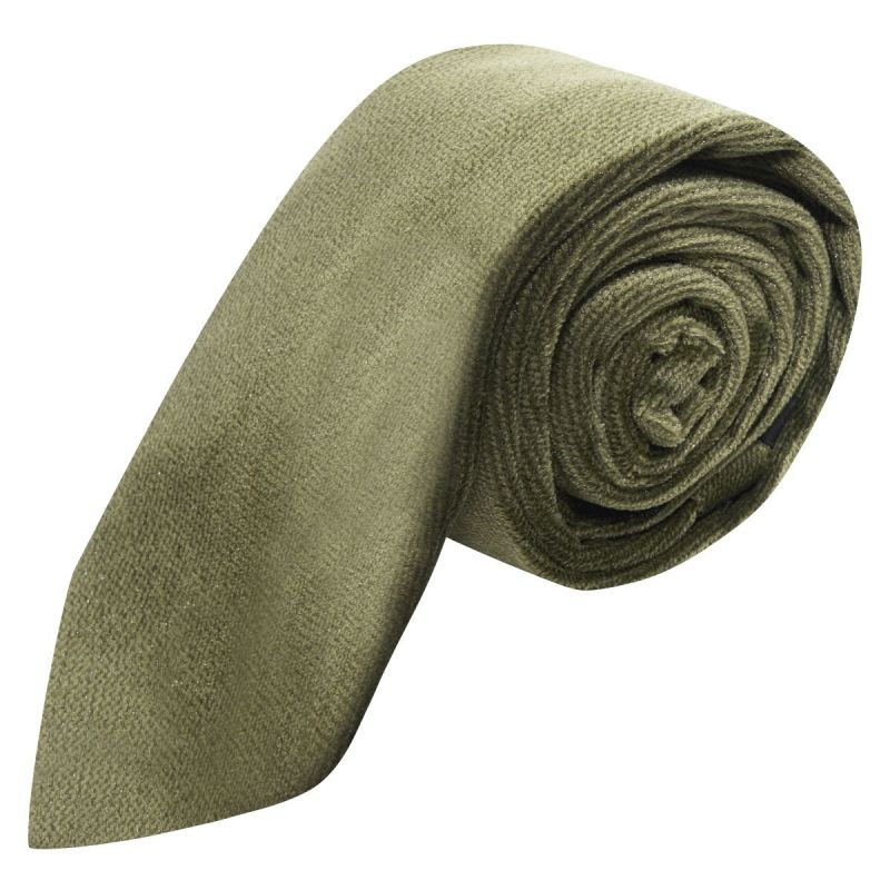 king & priory Boys Olive Green Textured Velvet Tie