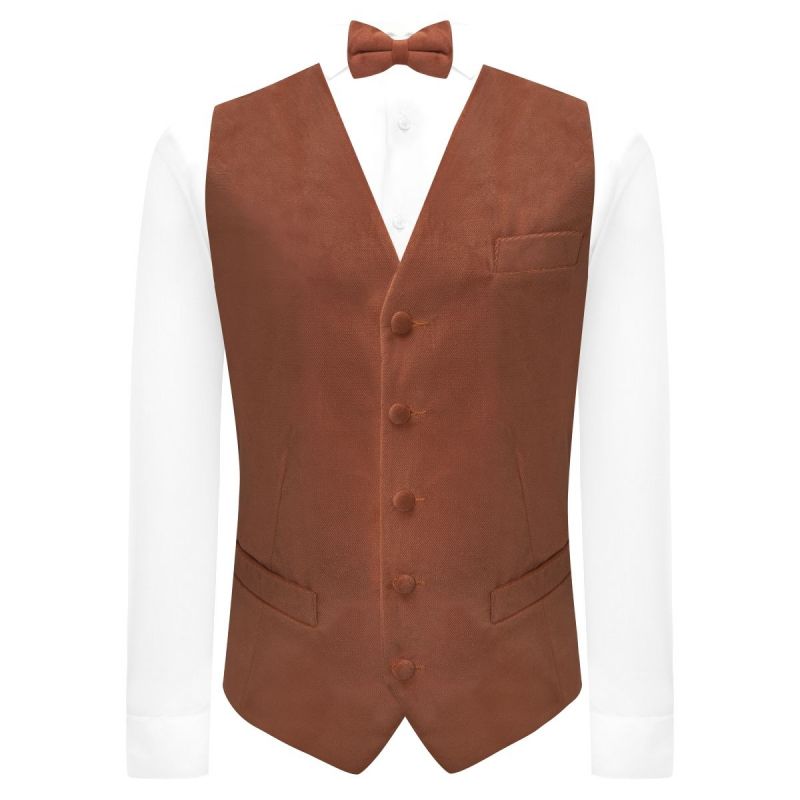 King & Priory Bronze Textured Velvet Waistcoat