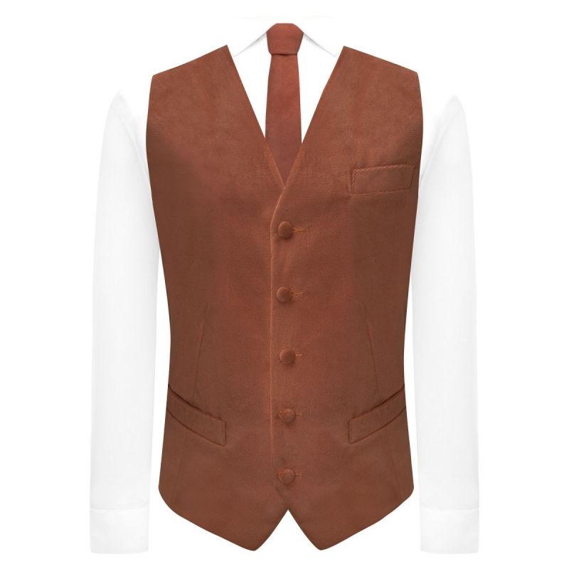 King & Priory Bronze Textured Velvet Waistcoat