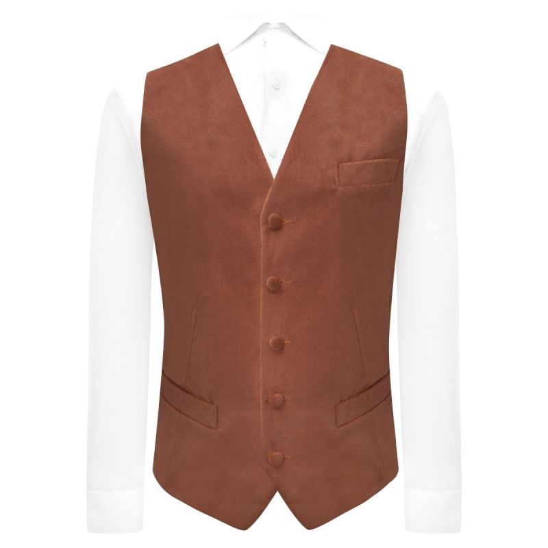 king & priory Bronze Textured Velvet Waistcoat
