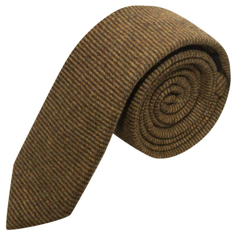king & priory Brown Sharkskin Stripe Tie