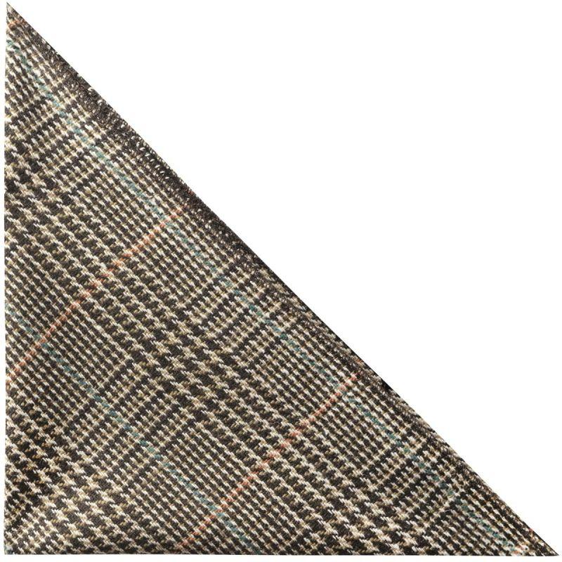King & Priory Brown & White Dogtooth Pocket Square