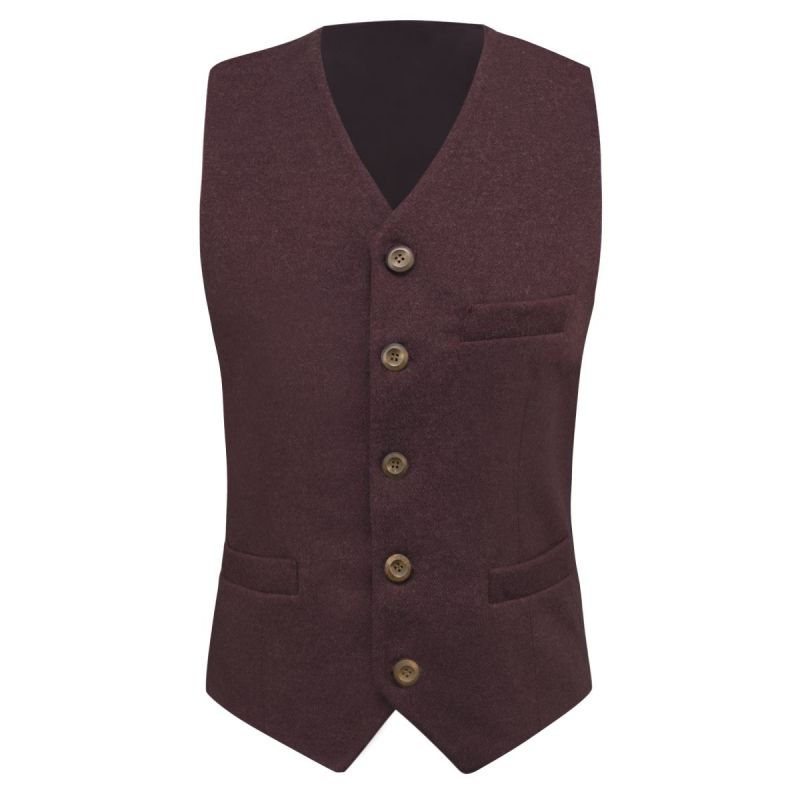 King & Priory Burgundy Donegal Tweed Waistcoat