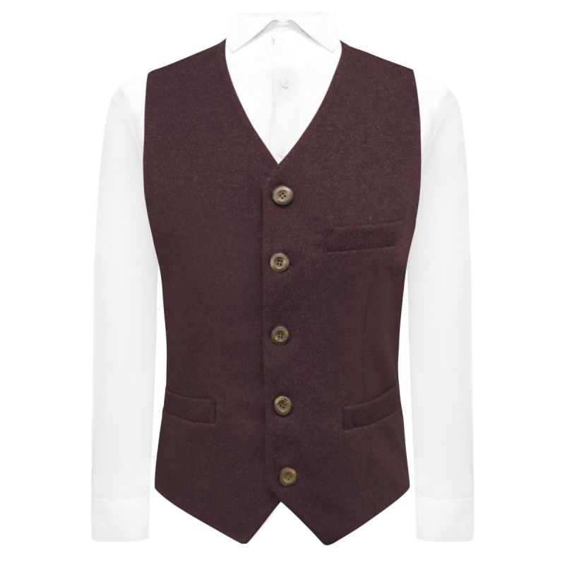 king & priory Burgundy Donegal Tweed Waistcoat