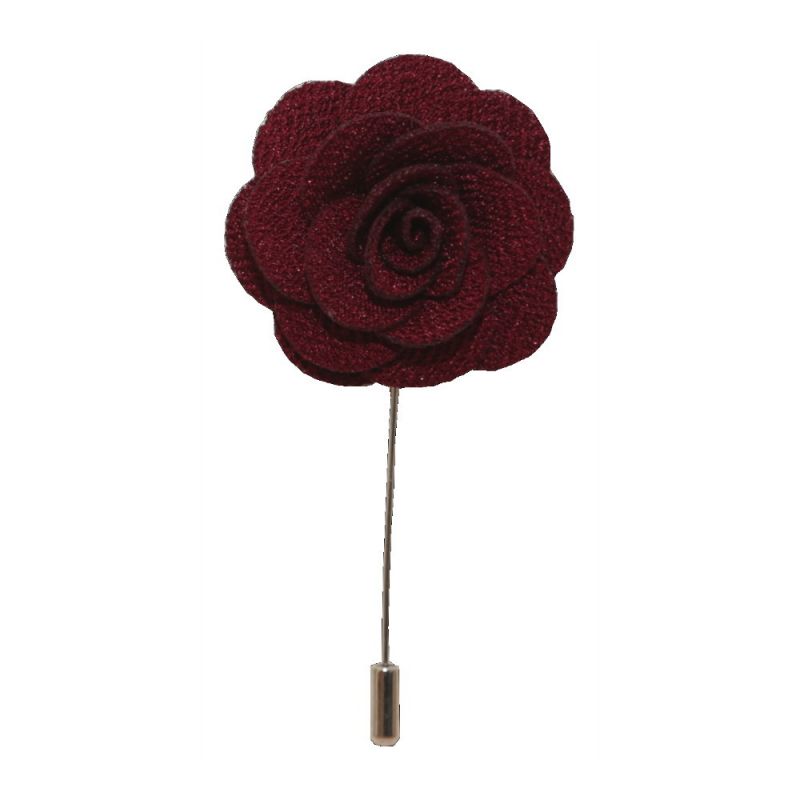 king & priory Burgundy Flower/Rose Lapel Pin
