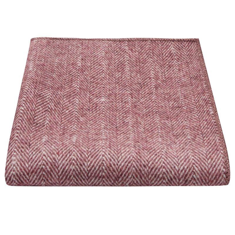 king & priory Burgundy Herringbone Pocket Square