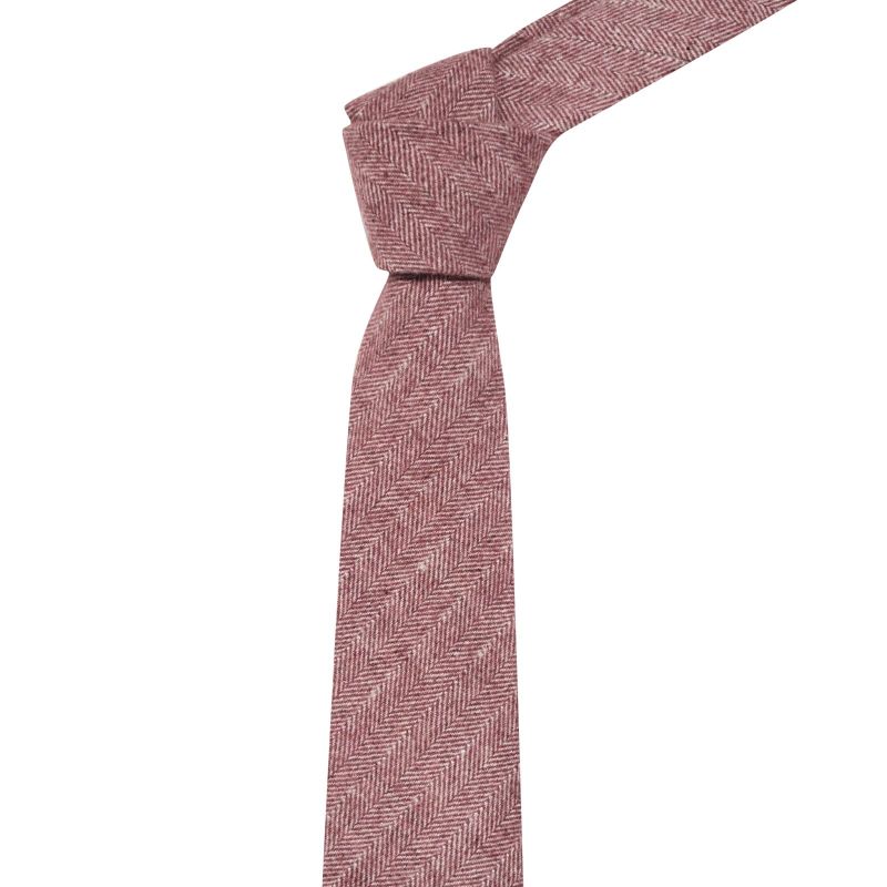 King & Priory Burgundy Herringbone Tie