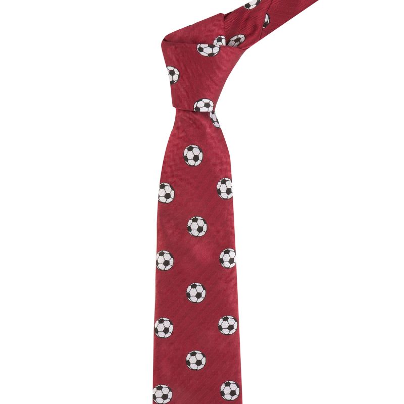 king & priory Burgundy Red Football Herringbone Tie