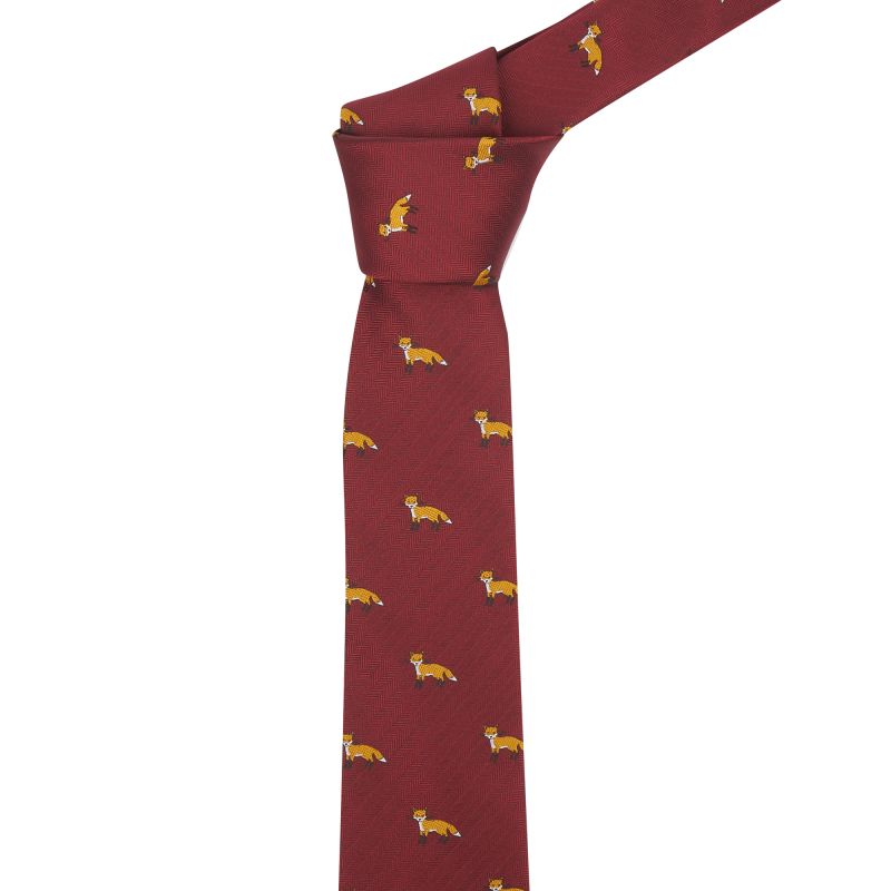 King & Priory Burgundy Red Fox Herringbone Tie