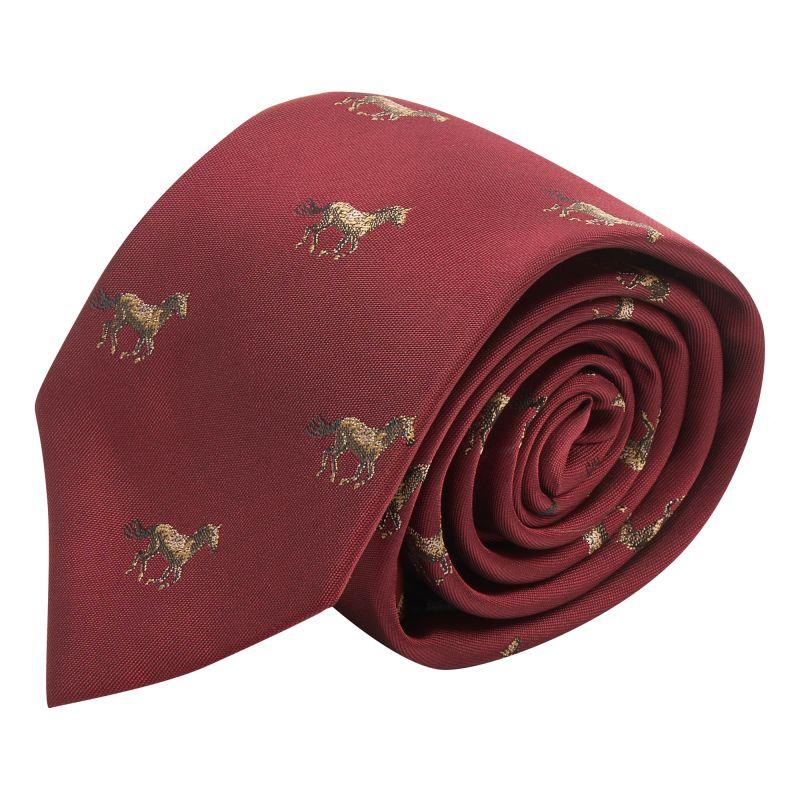 King & Priory Burgundy Red Horse Embroidered Tie
