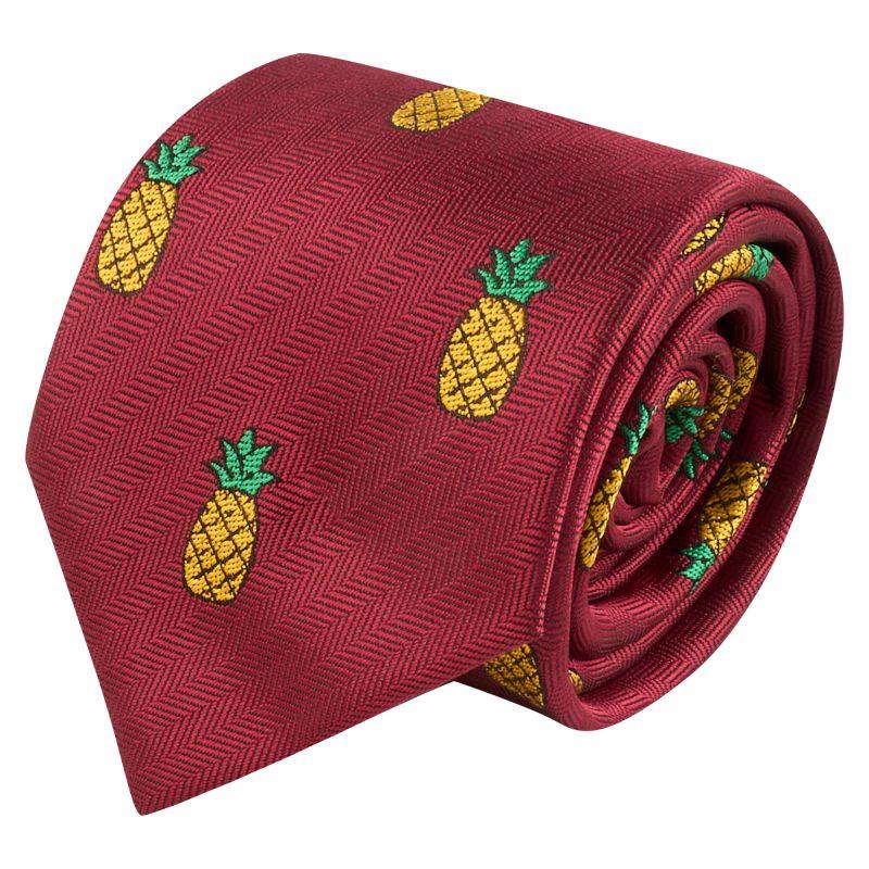 King & Priory Burgundy Red Pineapple Herringbone Tie