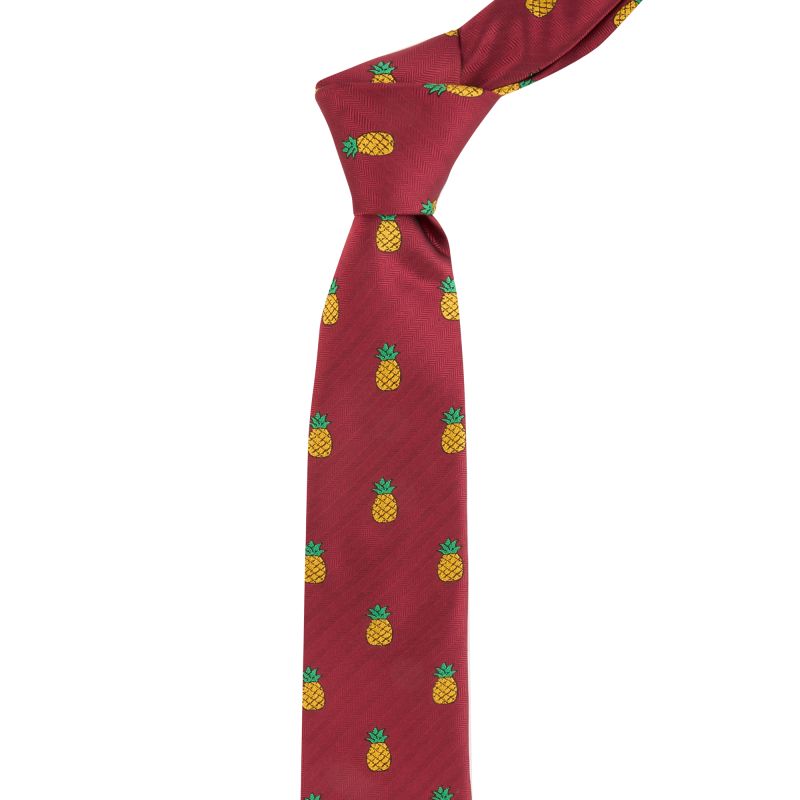 king & priory Burgundy Red Pineapple Herringbone Tie
