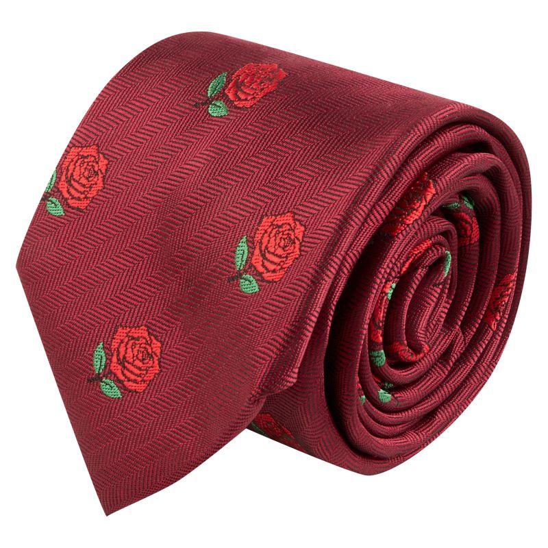 King & Priory Burgundy Red Red Rose Herringbone Tie