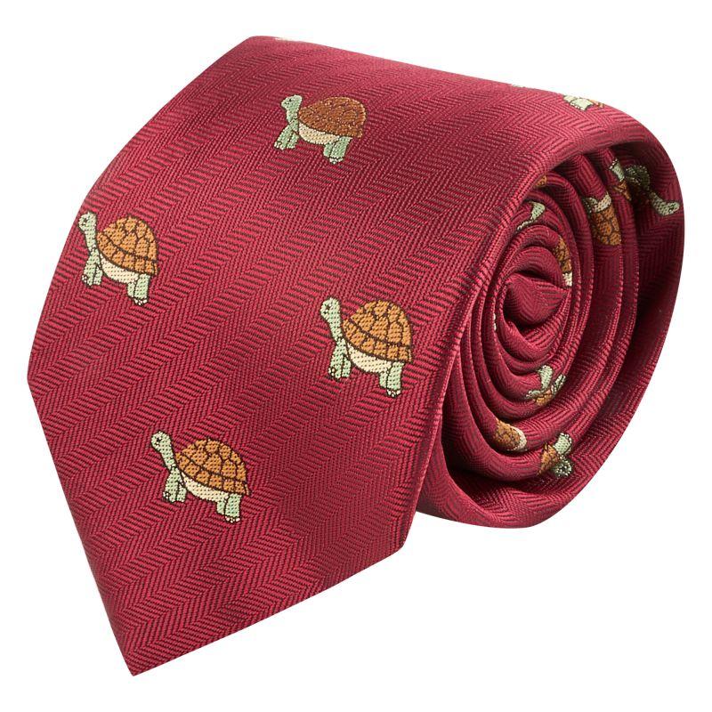 King & Priory Burgundy Red Tortoise Herringbone Tie