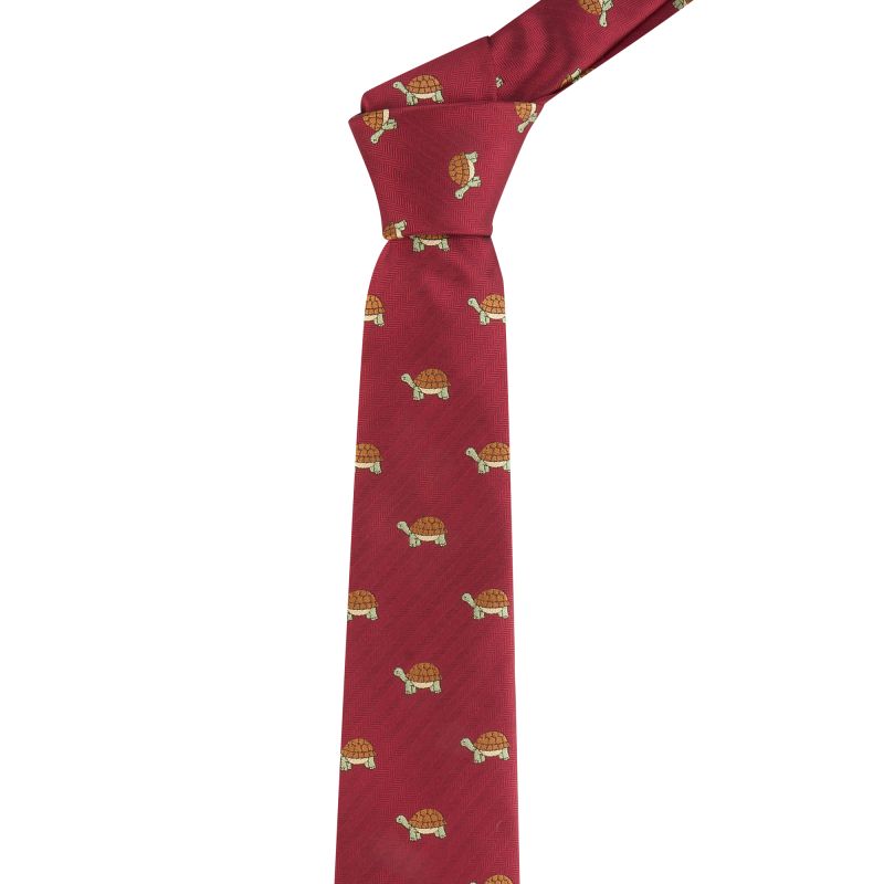 king & priory Burgundy Red Tortoise Herringbone Tie