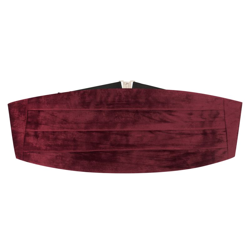 king & priory Burgundy Velvet Cummerbund