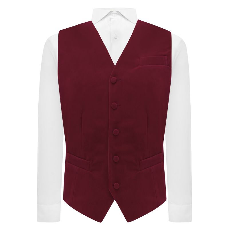 King & Priory Burgundy Velvet Waistcoat