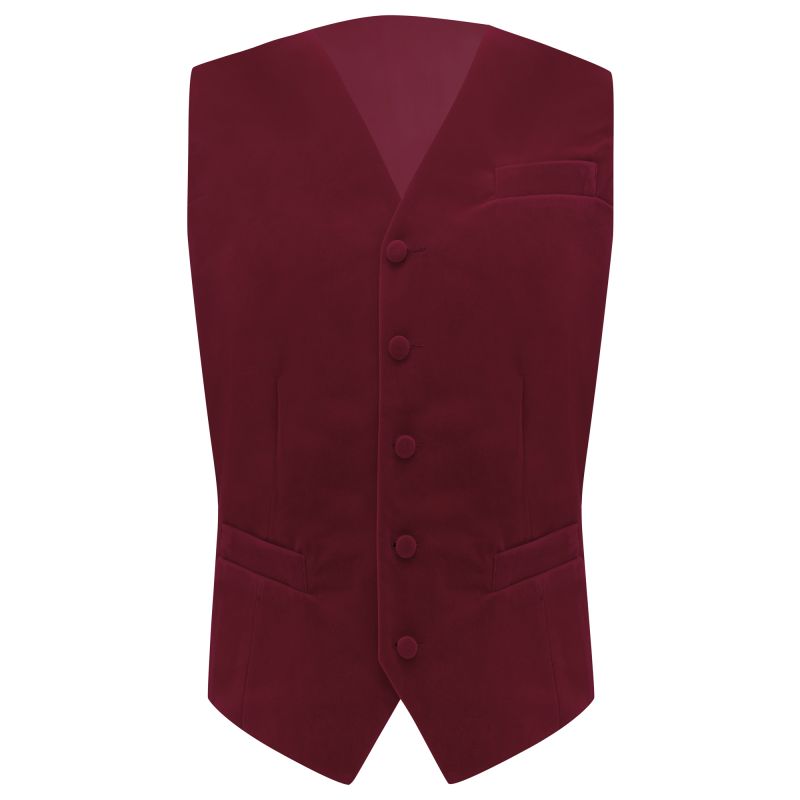 king & priory Burgundy Velvet Waistcoat