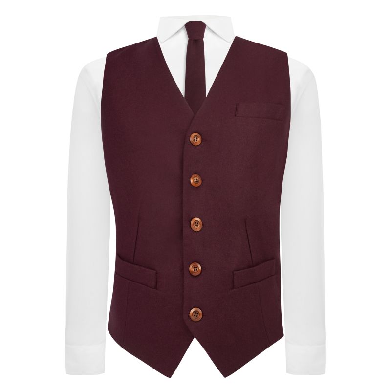King & Priory Burgundy Wool Waistcoat
