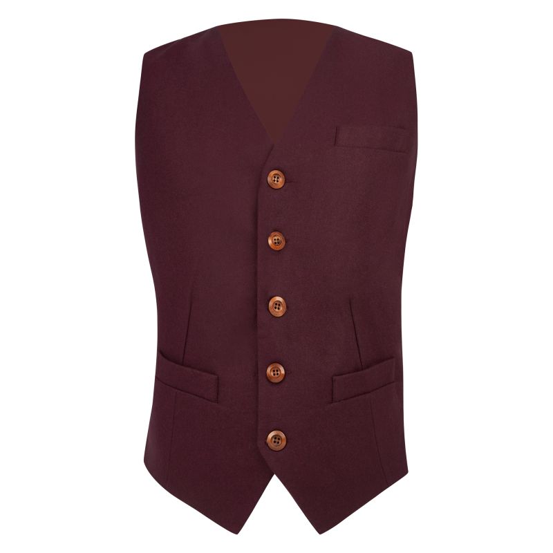 King & Priory Burgundy Wool Waistcoat