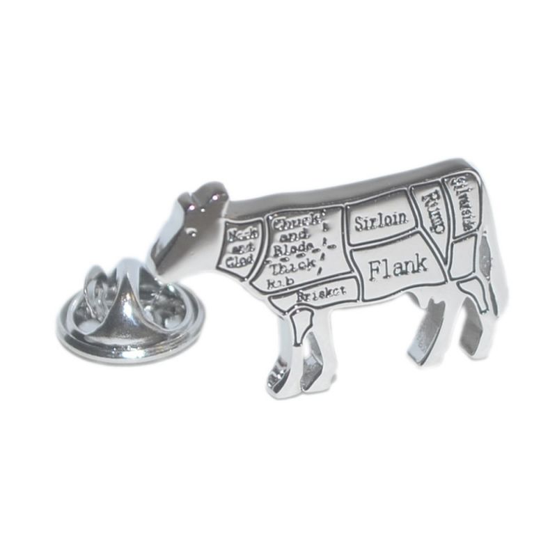 king & priory Butchers Cuts of Beef Cow Lapel Pin