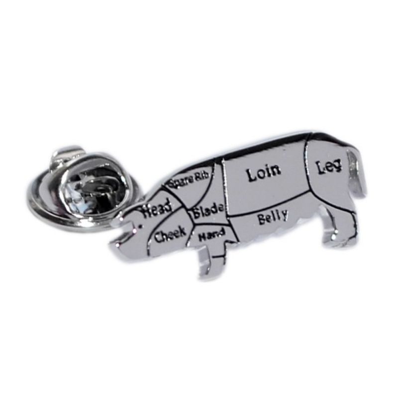 king & priory Butchers Cuts of Pork Pig Lapel Pin