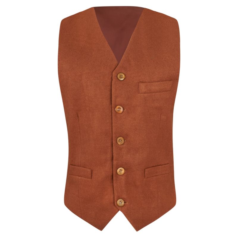 King & Priory Caramel Brown Donegal Tweed Waistcoat