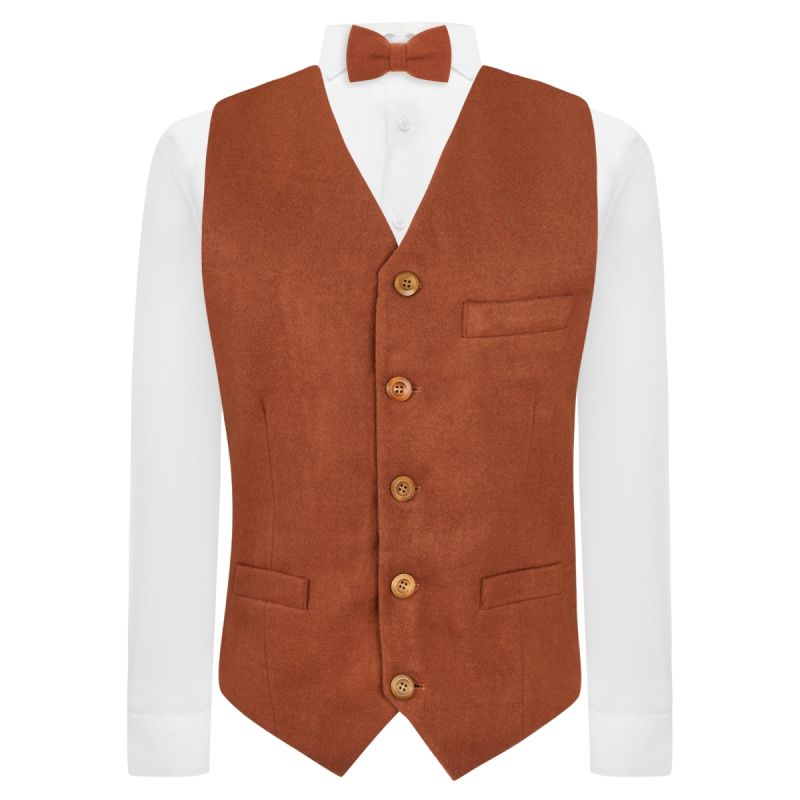 King & Priory Caramel Brown Donegal Tweed Waistcoat