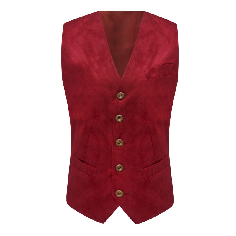 King & Priory Chilli Red Suede Waistcoat