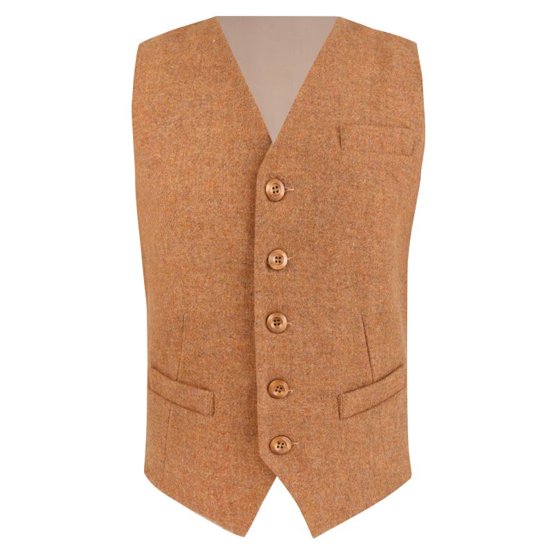 King & Priory Cinnamon Brown Woven Wool Waistcoat