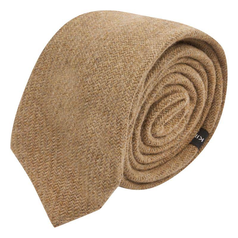 king & priory Coffee Brown Woven Wool Tie