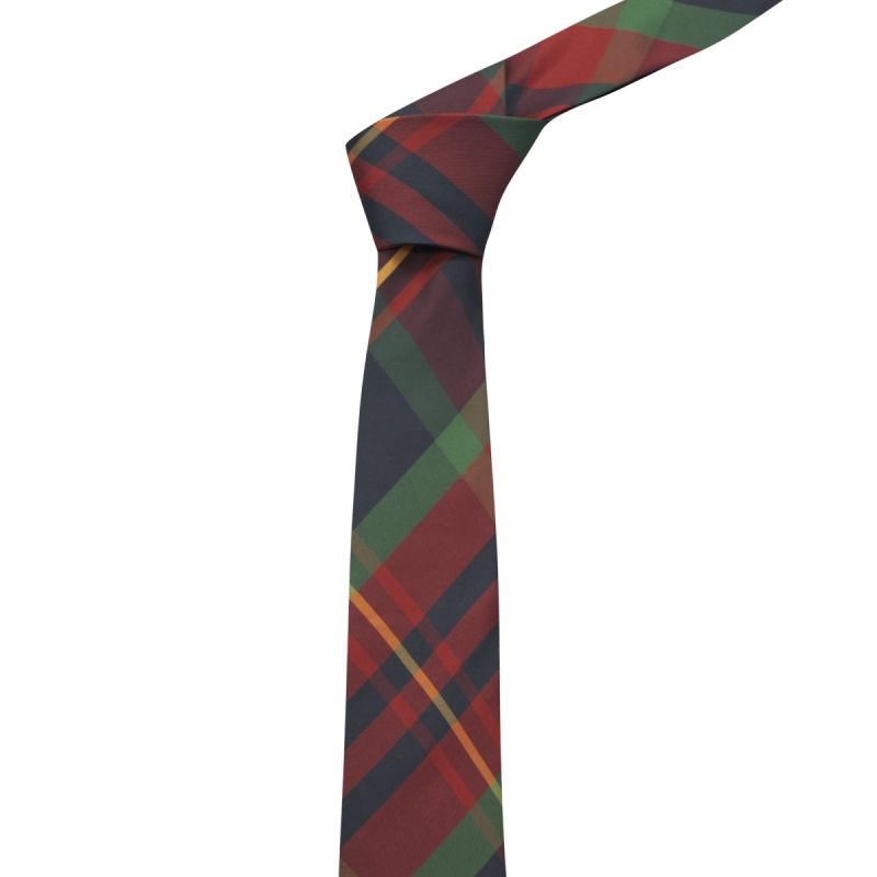 King & Priory Contemporary Red / Blue Tartan Check Tie