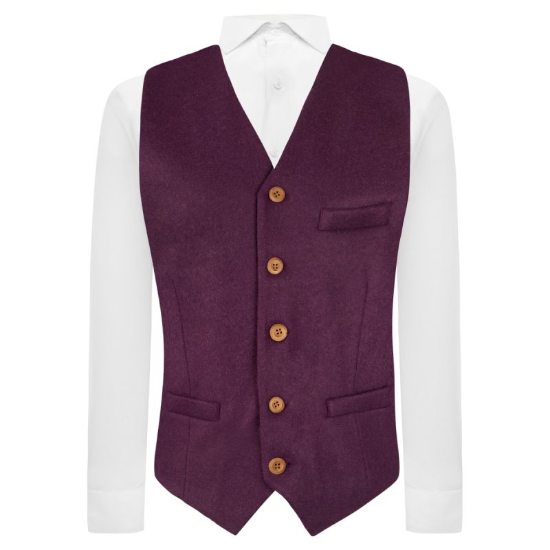 king & priory Dark Burgundy Donegal Tweed Waistcoat