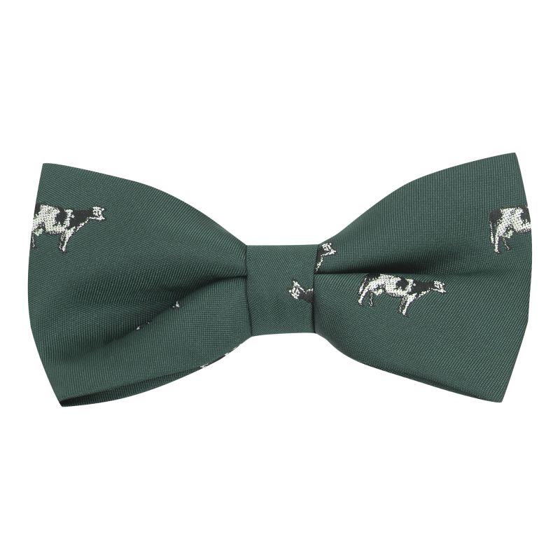 king & priory Dark Green Cow Embroidered Bow Tie